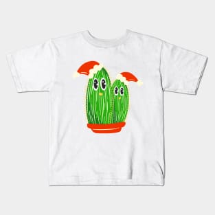 Festive Christmas Cactus Hats Kids T-Shirt